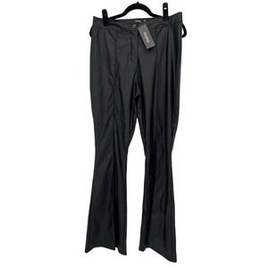 Boohoo Black‎ High Waisted Leather Look Flared Trousers Size 14